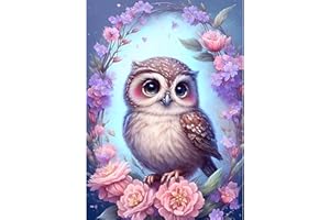 CEOVR Cuadros Diamantes 5D Búho Diamond Painting Adultos,Animales Pintura de Diamantes 5D,30x40 cm Diamond Painting Kit Completo,Pájaros y Flores Mosaico Diamante Pintura Arte