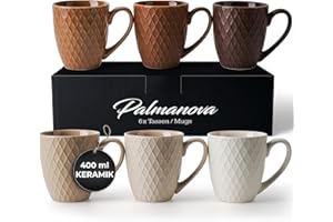 MIAMIO – 6 x 400 ml – Kaffeetassen Set/Becher – Moderne Keramik Tasse Matt – Kaffeetasse groß – Palmanova Kollektion (Beige)