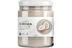 Veganwell - Crema Proteica 100% Vegana - Crema Spalmabile Senza Zucchero - 100% Naturale Senza Additivi e Conservanti - Preparata il giorno prima di essere spedita - Protein Cream 200g (Cocco)