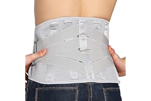 HEALTH IN Rückenbandage, Lendenwirbelstütze Rückengurt für Männer und Frauen, Verstellbarer Rückenstützgürtel mit Stützstreben zur Vermeidung oder Linderung von Kreuzschmerzen, Skoliose, Ischias (Grau, M)