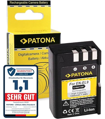 Batería Para Cámara Nikon EN-EL3e - Pack De 2 Unidades (7.4V, 2000mAh), Compatible Con D90, D80, D700, D300, D200, D50
