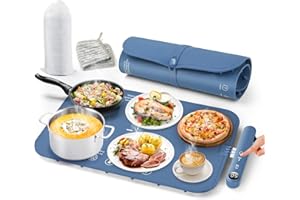 AECHO Chauffe Plat Electrique, Plaque Chauffe Assiette Électrique avec 6 Réglages de Température et une Minuterie de 6 Heures, Plat Maintien au Chaud pour Buffets Fêtes Banquet, Plata Shabbat, 60x37CM