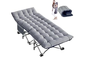 Ryuhic Camping Beds for Adults, 71cm Folding Portable Outdoor Camp Bed with Cozy Mattress, Oversized Travel Heavy Duty Bed Fishing Bed with Carry Bag, Support 400kg