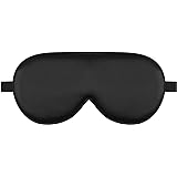 Alaska Bear Sleep Mask Silk Cool - No Pressure Eye Donuts Contour - Handmade, Upgrade Over Conventional "Flat" Masks (Black,