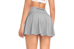 JoyGirl Plissee Faltenrock Damen Tennis Rock mit Hose Drunter Hohe Taille Skort Golf Sport Rock Minirock mit Taschen für Laufen Workout
