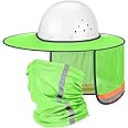Excefore Hard Hat Sun Shade, High Visibility Sun Visor Neck Shade with Reflective Strip, Hard Hat Accessories, Full Brim, Man& Woman (Hard Hat Not Included), Green