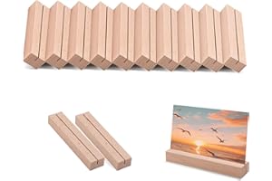 Yemmert 12 Stück Kartenhalter Holz,15cm Lange Tischkartenhalter Kartenhalter Menükartenhalter Postkartenständer Fotohalter aus Massivem Buchenholz