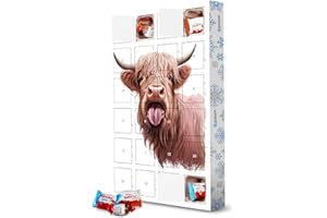 artboxONE Adventskalender mit Produkten von Kinder® Lustiges launisches Kuh-Design Adventskalender Für Kinder
