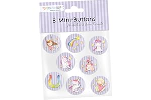 PaPIerDraCHeN 8 Mini Spille per Bottoni (25mm) Come Regalo per Il Compleanno dei Bambini | Decorazione per Astuccio o Borsa di Scuola | Regalo per Il Primo Giorno di Scuola - Design Unicorno - Set 2