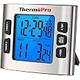 ThermoPro TM02 Digital Kitchen Timer with Dual Countdown Stop Watches Timer/Magnetic Timer Clock with Adjustable Loud Alarm and Backlight LCD Big Digits/ 24 Hour Digital Timer for Kids Teachers