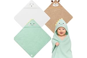 KAIYAYA Lot de 3 Cape de Bain Bebe 80 x 80cm Mignon Serviette de Bain Bebe avec Capuche, Polaire Corail Serviette Bebe Naissance Doux et Très Absorbant, Sortie de Bains pour Nourrissons et Nouveau-nés