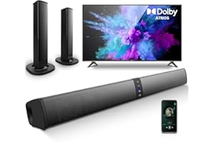 iPalamila Wireless Soundbar For Tv, 2 In 1 Detachable Bluetooth 5.0 Sound bar, 20 Inch Bluetooth Soundbar Detachable Sound Bar With Arc/Optical/Aux Connection, Tv Speakers Sound bar For Home (Black)