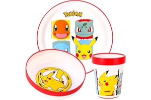 Stor Pokémon 3pcs Bicolor Premium Kids Dinner Tableware Set Plate, Bowl & Tumbler, BPA Free