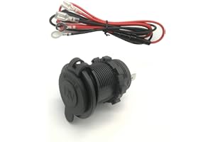 Dongge 12V/24V Waterproof Cigarette Lighter Socket Car Marine Motorcycle ATV RV Lighter Socket Power Outlet Replacement with Wire Fuse DIY Kit