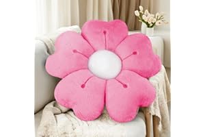 ODIWEN Cuscini di Fiori Fiore, 50cm, Cuscino decorativo a forma fiore carino, Cuscino decorativo per la casa,Cuscino da pavimento fiore (Rosso rosa)