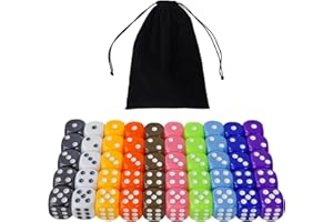 DEAMOS 16MM 50 Pcs Game Dice Set,10 Colors 6 Sided Acrylic Dice Set,Rounded Edges Mulitcolor Dice for Dice Game,Math Teaching,Family Party,with 1 Dice Storage Bag (Solid Dice)