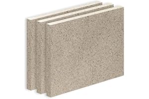H&M GERMANY Vermiculite Platte Schamott-Ersatz für Kamin-Ofen Feuerraum Auskleidung SF600 400x300mm 30mm Stärke Temperaturbeständig bis 1100 °C mind. 600kg/m³ Rohdichte (x3)