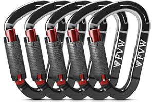 RIGINADO Karabiner Klettern Kletterausrüstung,3 Stück UIAA-Zertifiziert 25KN Auto Locking Kletterkarabiner Clips für Hängematten, Schaukel, Locking Hundele