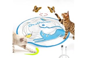 Pet Prime Jouet Interactif Rechargeable pour Chat d'Intérieur - Papillon Automatique 3 en 1 avec Canne à Pêche Cachette - Stimulant & Durable - Éveille l'Instinct de Chasseur