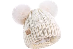Tontuland Kinder Winter Beanie Kinder warm gestrickt Fleece gefüttert Ski Pom-Pom warme Strickmütze für Jungen & Mädchen 3-9 Jahre