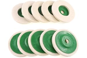 Currentiz Polissage pour Meuleuse d'angle, Perceuse, Polissage, 10 PIÈCES, 4 Pouces, Polissage en Feutre Laine Haute Qualité Résistant À l'usure en Mat