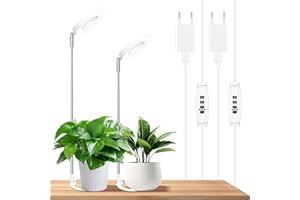 Willpower 2PCS Pflanzenlampe LED, 48 LEDs Pflanzenlicht Vollspektrum für Zimmerpflanzen, Wachstumslampe Höhenverstellbar mit Timer 3/9/12H, 3 Lichter Modi 10 Helligkeit für Kleine Pflanzen 17–63 cm