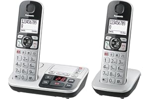 Panasonic KX-TGE522GS DECT Seniorentelefon mit Notruf (Großtastentelefon mit Anrufbeantworter, schnurlos, Telefon DUO)silber-schwarz,max 1,5h - Gespräch, 4,6cm Display, 150 Eintrage, max 330h Standby,