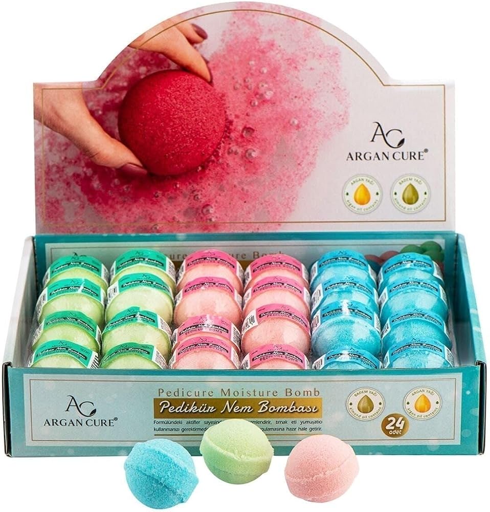 Argan Cure Pedikür Nem Bombası Topu, 24 Adet, Çok Renkli