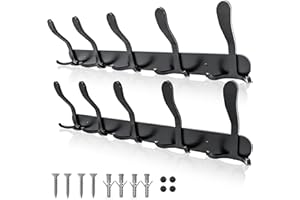 Britmart Charcol Black Coat Hooks Wall Mounted-2 PCS | Durable Stainless Steel - Smart Design, Space Saving Wall Coat Rack Wall Mounted | Easy Installation - Wall Hanger to Hang Coats, Hats & More