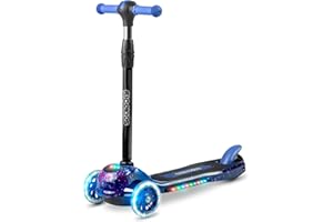 ‎RICOKIDS Hulajnoga dla dzieci trójkołowa z oświetleniem LED, balansowa, składana, niebiesko-czarna, Ricokids Piko