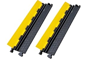 ZincOrange Rampe Protettive per Cavi in Gomma, Copri-Cavi in Gomma Commerciale per la Protezione dei Cavi in Parcheggi, Strade, Magazzini e Case (2 canali, confezione da 2)