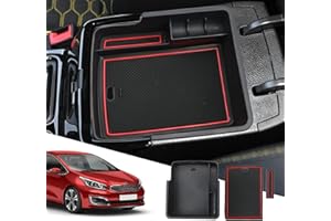 SXCY for Kia Ceed SW XCeed Proceed GT 2019-2023 UK Car Centre Console Organizer, Kia Ceed Armrest Organiser Tray Centre Console Storage Box, Armrest Glove Box Kia Ceed Accessories (Red)