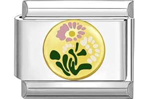 Quiges 9 mm Italian Style Charm Model Stainless Steel Flower for Italy Charm Bracelets, Stainless Steel