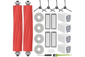 RUKHOOL Zubehör für Roborock Q Revo Ersatzteile Saugroboter Zubehörset 4 Staubbeutel, 4 Filter, 4 Mop Wischtücher, 2 Hauptbürste, 4 Seitenbürsten