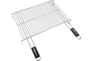 Cook'in garden, GR014, Grille à Pied Simple / 2 Poignées / 60X40 cm, Résistante aux flammes et hautes températures, Manche en matière softouch facile à prendre en main, Universel