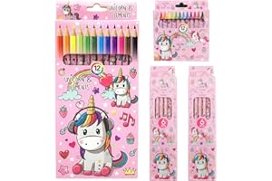 HarnyLoom 36 Pcs Unicorn Crayons Colouring Pencils Unicorn Gifts for Girls School Supplies Stationery Set Colouring Pencils Back to School Christmas Gifts Office Supplies for Kids Students