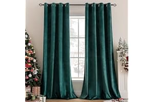 MIULEE Rideaux Velours Vert Foncé, Beaux Rideau en Velours Super Doux Décoration Intérieure Salon, Rideau Velour épais pour Chambre, Lot de 2 Rideaux Velour Fenetre à Oeillets, 2X 140Lx260H CM