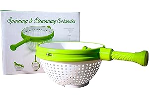 JOME Escurridor Giratorio de Verduras y Frutas - Centrifugadora de Lechuga con Cesta de Drenaje - Secador de Alimentos Frescos con Mango Antideslizante y Gran Capacidad - Fácil de Limpiar y Resistente