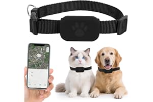 XJJAUGKLY GPS Tracker Katze, Wasserdicht Bluetooth Haustier Locator, GPS Tracker Für Hunde ohne ABO, mit verstellbarem Halsband, Kompatibel mit iOS und Android, für Kätzchen & Welpen - Schwarz