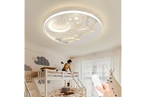 ‎AHXIAOZN AHXIAOZN LED Kinder Deckenlampe,Stern Mond Deckenleuchte,Kinderzimmer Schlafzimmer Lampe Mit Fernbedienung Kinderzimmer Dimmbar Deckenleuchten Für Mädchen Jungen Schlafzimmerlampe Babyzimmer,50cm