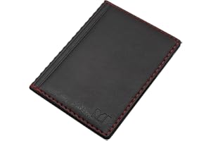 myledershop MJ-Design-Germany eleganckie etui na dowód osobisty/karty kredytowe z kontrastowymi szwami, 4 przegródki, wzornictwo wyprodukowane w UE, Wzór 4 / czarny, Einheitsgröße, Kieszeń na dowód