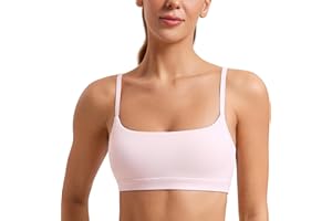 CRZ YOGA Biustonosz sportowy Butterluxe dla kobiet z regulowanymi ramiączkami typu spaghetti - dekolt w łódkę, bez fiszbin, usztywniany, do ćwiczeń jogi, krótki top