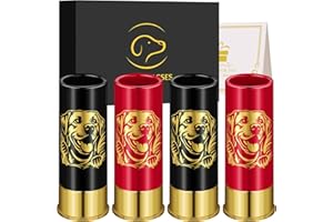 LKKCHER NOVELTY Lot de 4 Verres à Shot en Plastique Labrador Retriever pour Homme et Femme, Amoureux des Chiens, Golden Retriever, Fête de Mariage, Cadeau d'anniversaire, 12GA, Tasses à Shot pour Vodka, Noir et Rouge