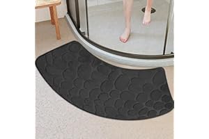 TADOIOOY Tapis de Douche incurvé, Tapis de Douche antidérapant en Quart de Cercle, Tapis de Douche d'angle, Tapis de Salle de Bain en Forme d'éventail pour Cabine de Douche en Quart de Cercle, Noir