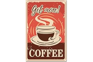 CREATCABIN Tasse Café en Étain Vintage en Métal-Affiche Rétro-Plaque de Peinture en Fer-Décoration Murale-Décoration Murale Suspendre pour Café,Cuisine,Mur,Maison,Bar-30x20cm-Obtenez Plus! CAFÉ