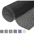 Shelf Liner Drawer Liner Non-Slip Mat Shelves Liners 12" X6.5’ Grid Pattern PVC Non-Adhesive Grip Liner Anti-Slip Mat for Kitchen Cabinets Wire Shelving Pantry Dresser Refrigerator (Black)