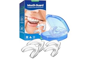 NEATEETH Mouth Guard for Teeth Grinding, Upgraded Night Guards for Sleeping, Pack of 4 Moldable Mouth Guard Stops Bruxism and Teeth Clenching 2 Sizes with a Travel Cases
