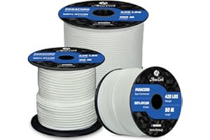 Abma Cord Paracord 3mm 50m 100% Nylon Rope Type II 3 Strands Parachute Cord - Max. 192kg (425lbs) - White