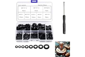 QEEROYO 500 Pezzi Rondelle in Nylon, Rondella Piatta Plastica Assortimento Kit, Rondelle di Tenuta Circolare Isolante, Nero, M2/M2.5/M3/M4/M5/M6/M8/M10, per Fissaggi Guarnizioni Rondella