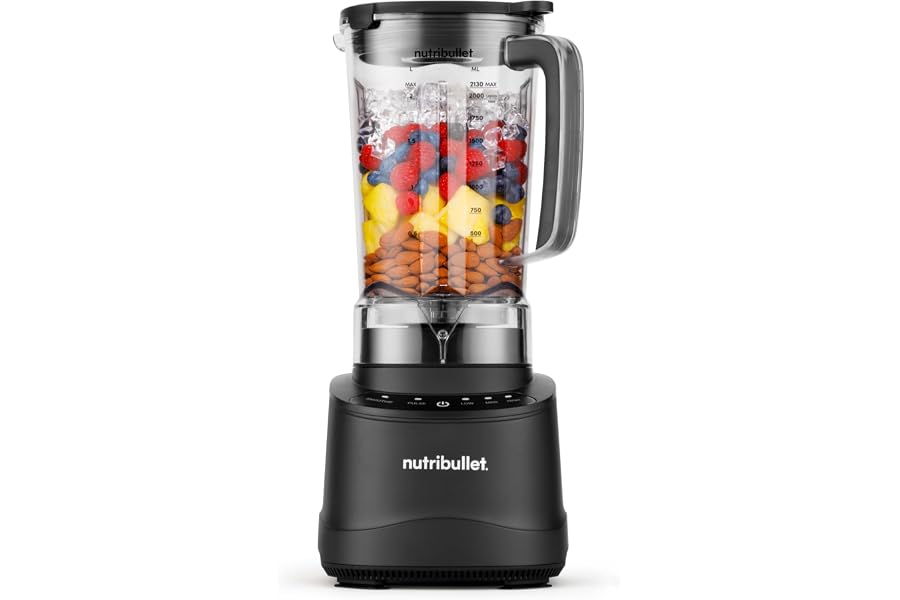 nutribullet Power Core™ Blender - Blender with XL 2.1L Jug Blender for Smoothie and Crushed Ice, 3 Speeds + Pulse, Automatic Smoothie Program, Kitchen Mixer, 1200W, Black (NBF430MB)